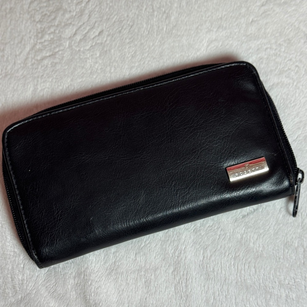 Rosetti Zip Around Black Wallet Check Book Cash/Coins, Credit Cards, Receipts